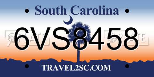 6VS8458 South Carolina License Plate
