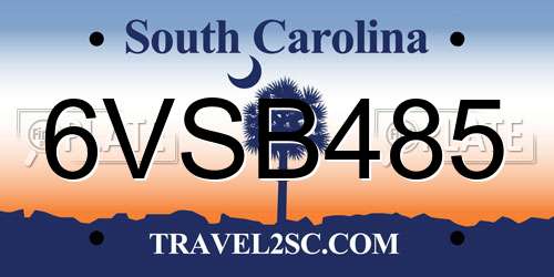 6VSB485 South Carolina License Plate