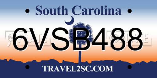 6VSB488 South Carolina License Plate