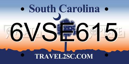 6VSE615 South Carolina License Plate