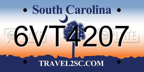 6VT4207 South Carolina License Plate