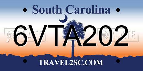 6VTA202 South Carolina License Plate