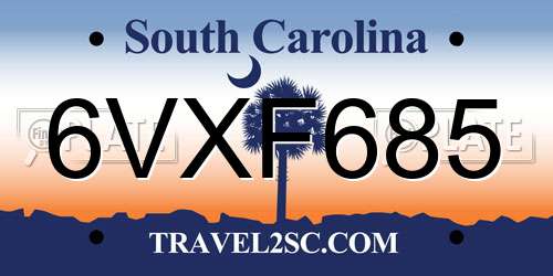 6VXF685 South Carolina License Plate