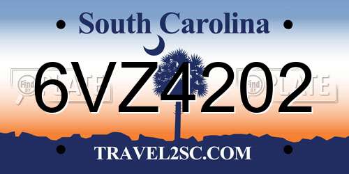 6VZ4202 South Carolina License Plate