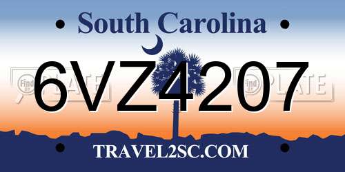 6VZ4207 South Carolina License Plate