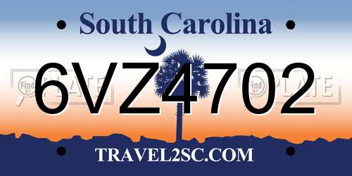 6VZ4702 South Carolina License Plate