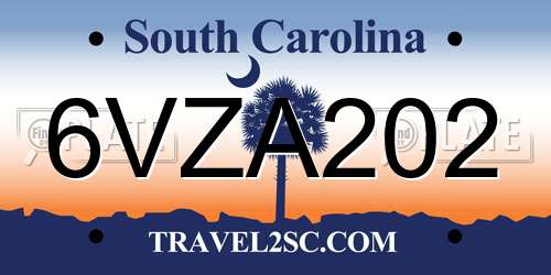 6VZA202 South Carolina License Plate