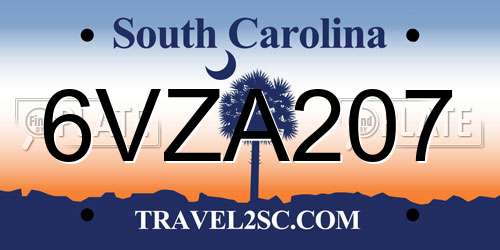 6VZA207 South Carolina License Plate