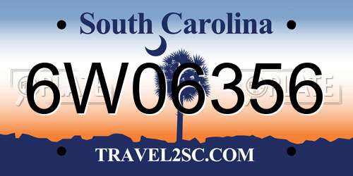 6W06356 South Carolina License Plate