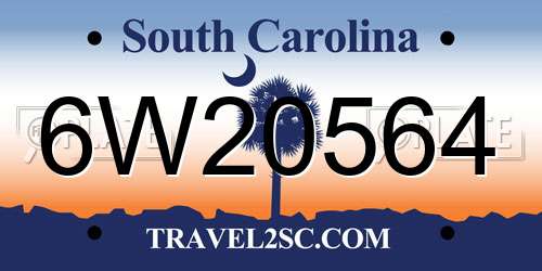 6W20564 South Carolina License Plate