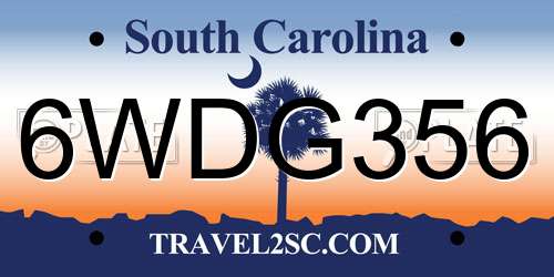6WDG356 South Carolina License Plate