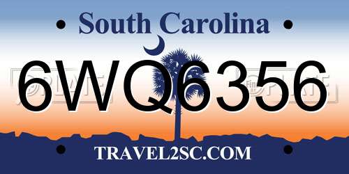 6WQ6356 South Carolina License Plate