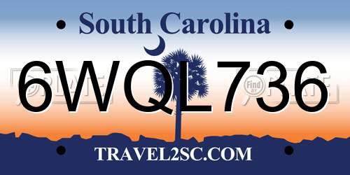6WQL736 South Carolina License Plate