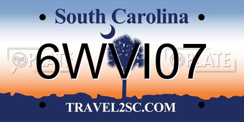 6WVI07 South Carolina License Plate
