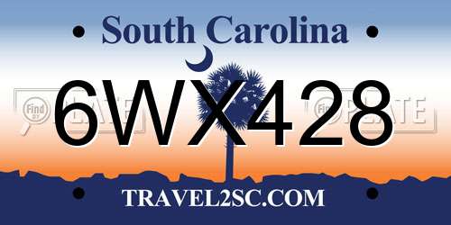 6WX428 South Carolina License Plate