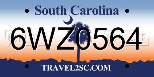 6WZ0564 South Carolina License Plate