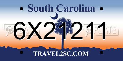 6X21211 South Carolina License Plate