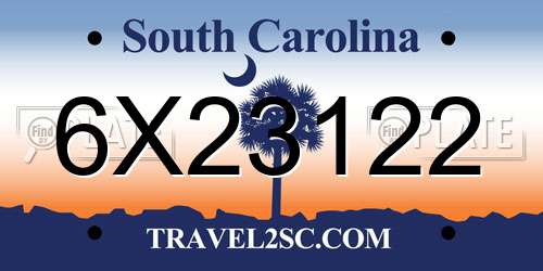 6X23122 South Carolina License Plate