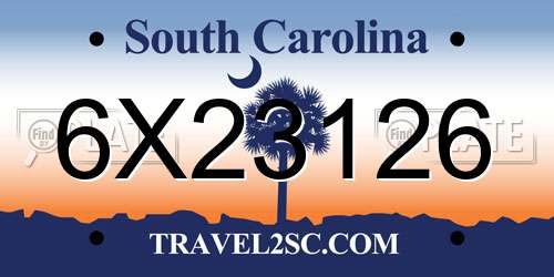 6X23126 South Carolina License Plate