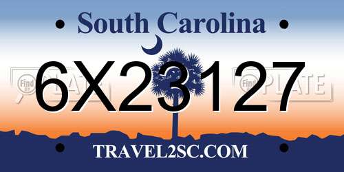 6X23127 South Carolina License Plate