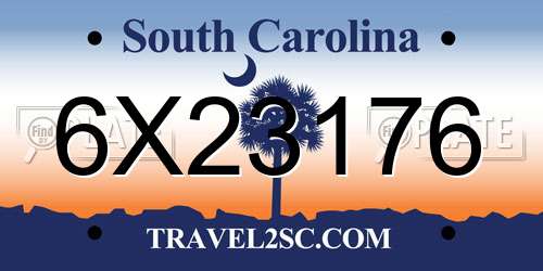 6X23176 South Carolina License Plate