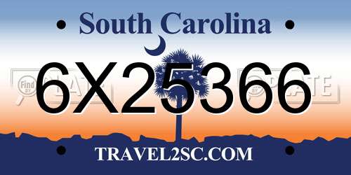 6X25366 South Carolina License Plate