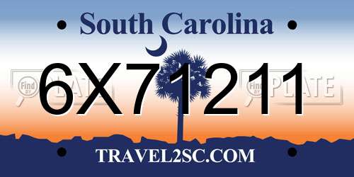 6X71211 South Carolina License Plate