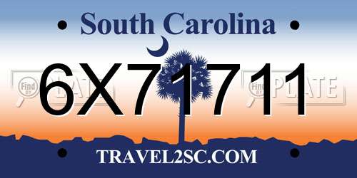 6X71711 South Carolina License Plate