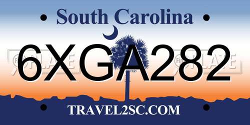 6XGA282 South Carolina License Plate