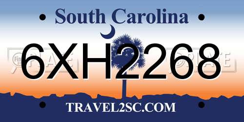 6XH2268 South Carolina License Plate
