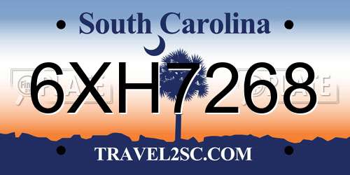 6XH7268 South Carolina License Plate