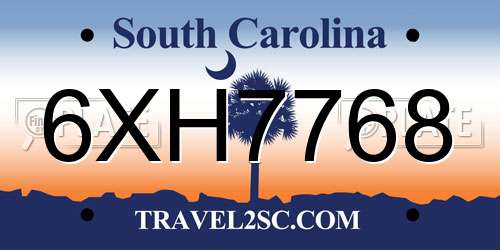 6XH7768 South Carolina License Plate