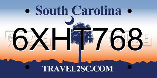6XHT768 South Carolina License Plate