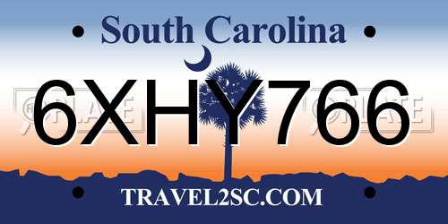 6XHY766 South Carolina License Plate