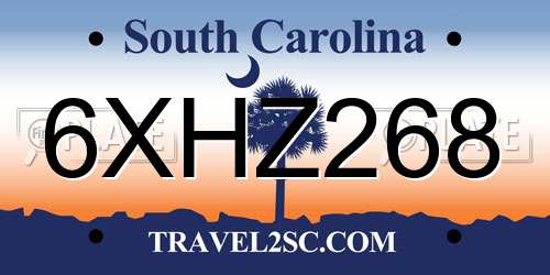 6XHZ268 South Carolina License Plate