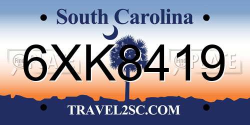 6XK8419 South Carolina License Plate