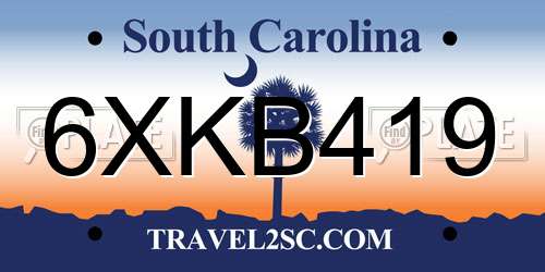 6XKB419 South Carolina License Plate