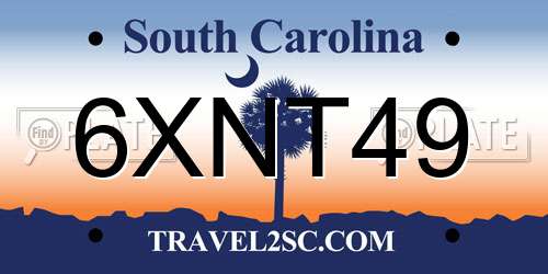 6XNT49 South Carolina License Plate