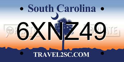 6XNZ49 South Carolina License Plate