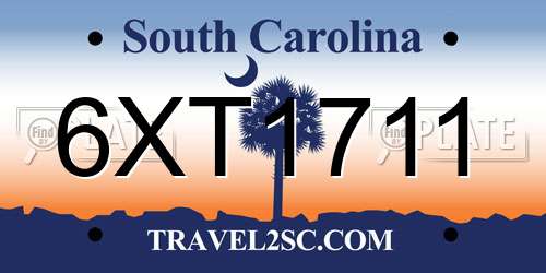 6XT1711 South Carolina License Plate