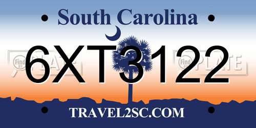 6XT3122 South Carolina License Plate