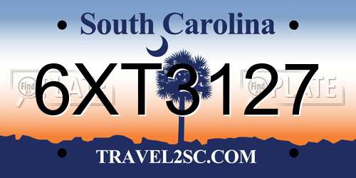 6XT3127 South Carolina License Plate