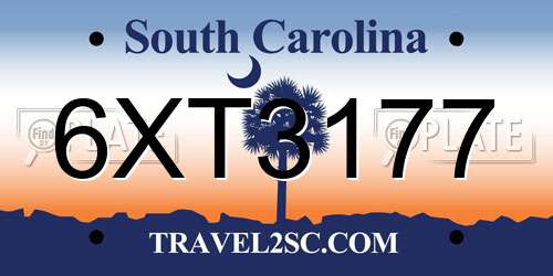 6XT3177 South Carolina License Plate