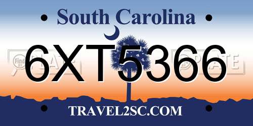 6XT5366 South Carolina License Plate