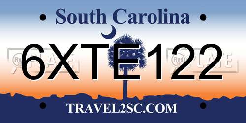 6XTE122 South Carolina License Plate