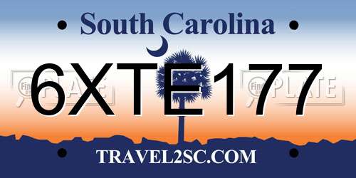 6XTE177 South Carolina License Plate