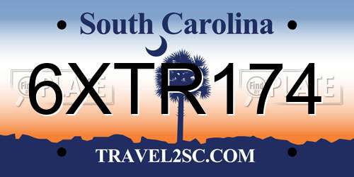 6XTR174 South Carolina License Plate