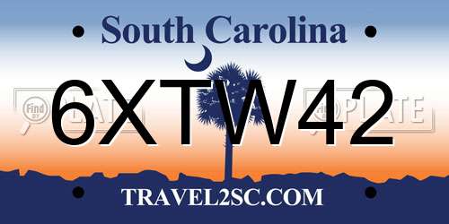 6XTW42 South Carolina License Plate