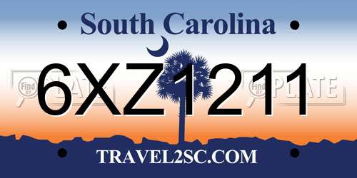 6XZ1211 South Carolina License Plate