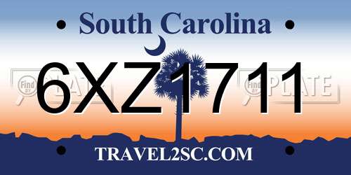 6XZ1711 South Carolina License Plate